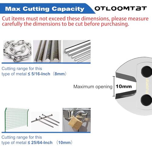 OTLOOMTBT Industrial Grade 24 Inch Bolt Cutter, Medium Size CR-V Steel Heavy Duty Bolt Cutters Wire Cutters, With Ergonomic Soft Grip Metal Cutter for Cutting Fence Chain Screws Rivet Medium Padlock - Thumbnail 2
