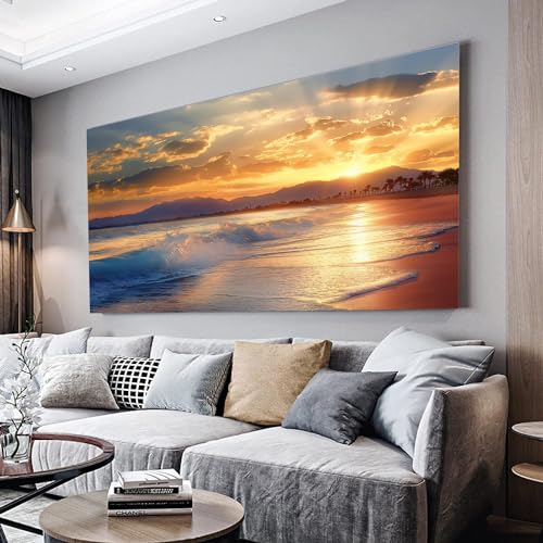 Landscape Beach Sunset Canvas Wall Art Frameless Canvas Print for Bedroom Home Wall Decorations For Living Room Hang Pictures Wall Artwork 70x140cm