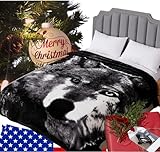 Hiyoko Wolf Throw Animal Blanket Queen Faux Fur Blanket 75