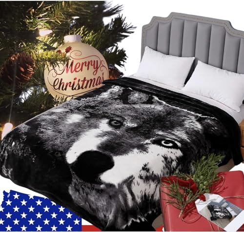 Hiyoko Wolf Throw Animal Blanket Queen Faux Fur Blanket 75
