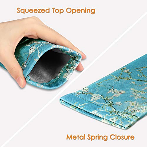 Image of FINTIE Soft Eyeglasses Case with Cleaning Cloth, Portable Squeeze Top Vegan Leather Glasses Pouch, Sunglasses Eyewear Bag