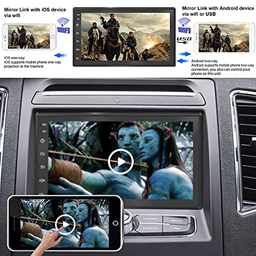 NHOPEEW Radio de Coche 2 DIN Android 9.1 Car Stereo de 7 Pulgadas HD Pantalla Táctil Bluetooth Manos Libres Radio Auto con WiFi/Navegación GPS/RDS/USB/AUX IN Mirror Link/Cámara de Visión Trasera