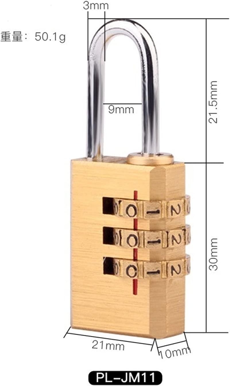 Combination Padlocks 4 Digits Number Pure Brass Combination Lock Password Lock for Room Suitcase Travel Security Tool (Color : PL-JM15)