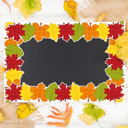 Image of BeYumi Fall Leaves Border Trim - 65ft Fall Plaid Maple Leaves Shape Rolled Border Trim Autumn Thanksgiving Bulletin Board Colorful Harvest Party Decor School Classroom Office Chalkboard Decoration
