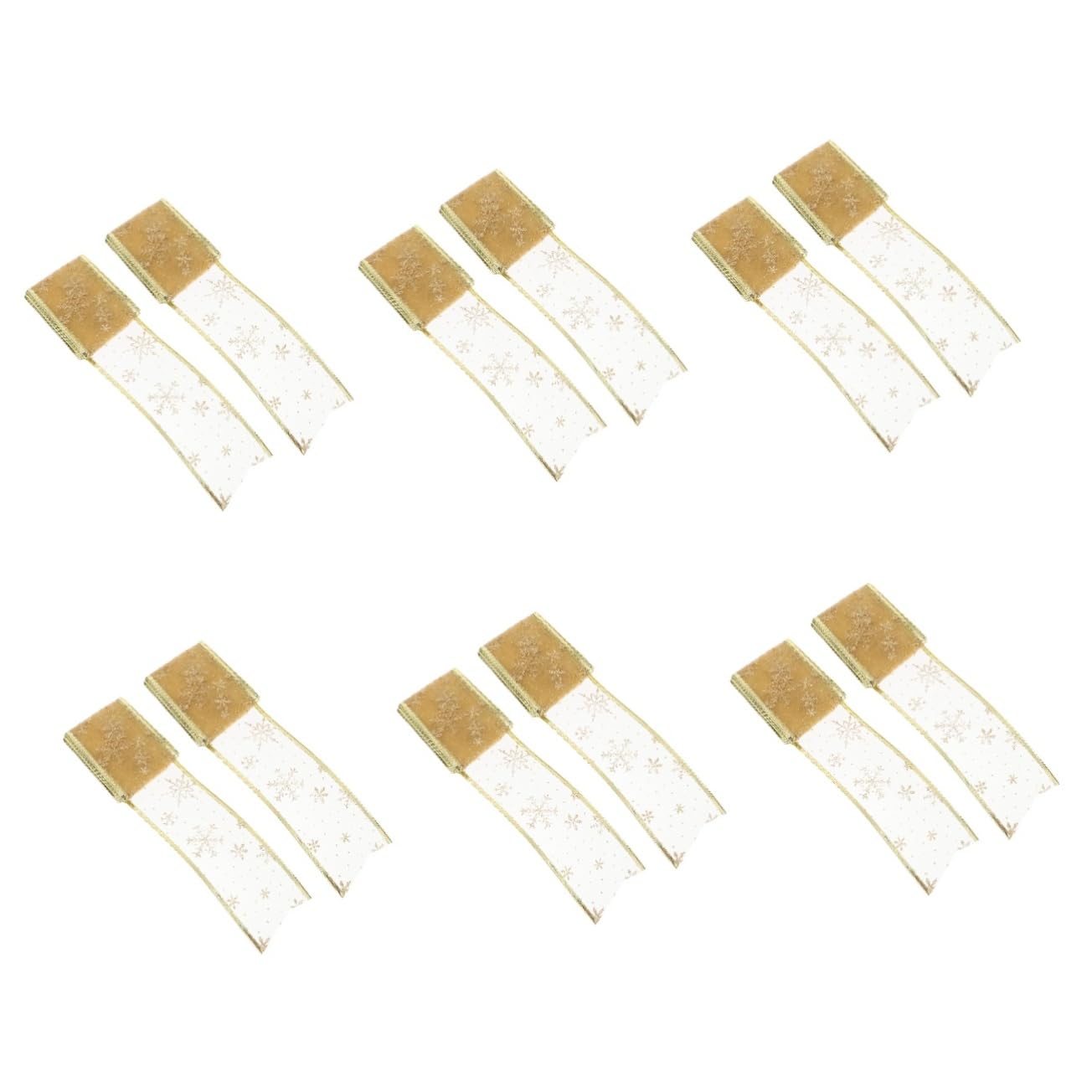 Lurrose 12 Stück Weihnachtsband Golddekorationen Weihnachtsschleifen Bänder Schneeflockenbänder Drahtband Weihnachtsband Netzband Für Roségold Gold Drahtband Stoff Golden