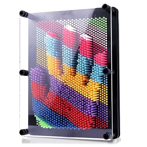 Rainbow Pin Art Impression Toy Large 13x18cm 3D Pin Art Board Toy Fun Desk Toys Sculpture Gadget Cool Stuff for bedrooms Stocking Fillers Cool Presents for Teenage 7 -16 Year Olds Girls/Boys Gifts