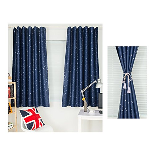 Cortina blackout WINOMO 100 x 135 cm com estampa de estrelas blackout para sala de estar, quarto (az