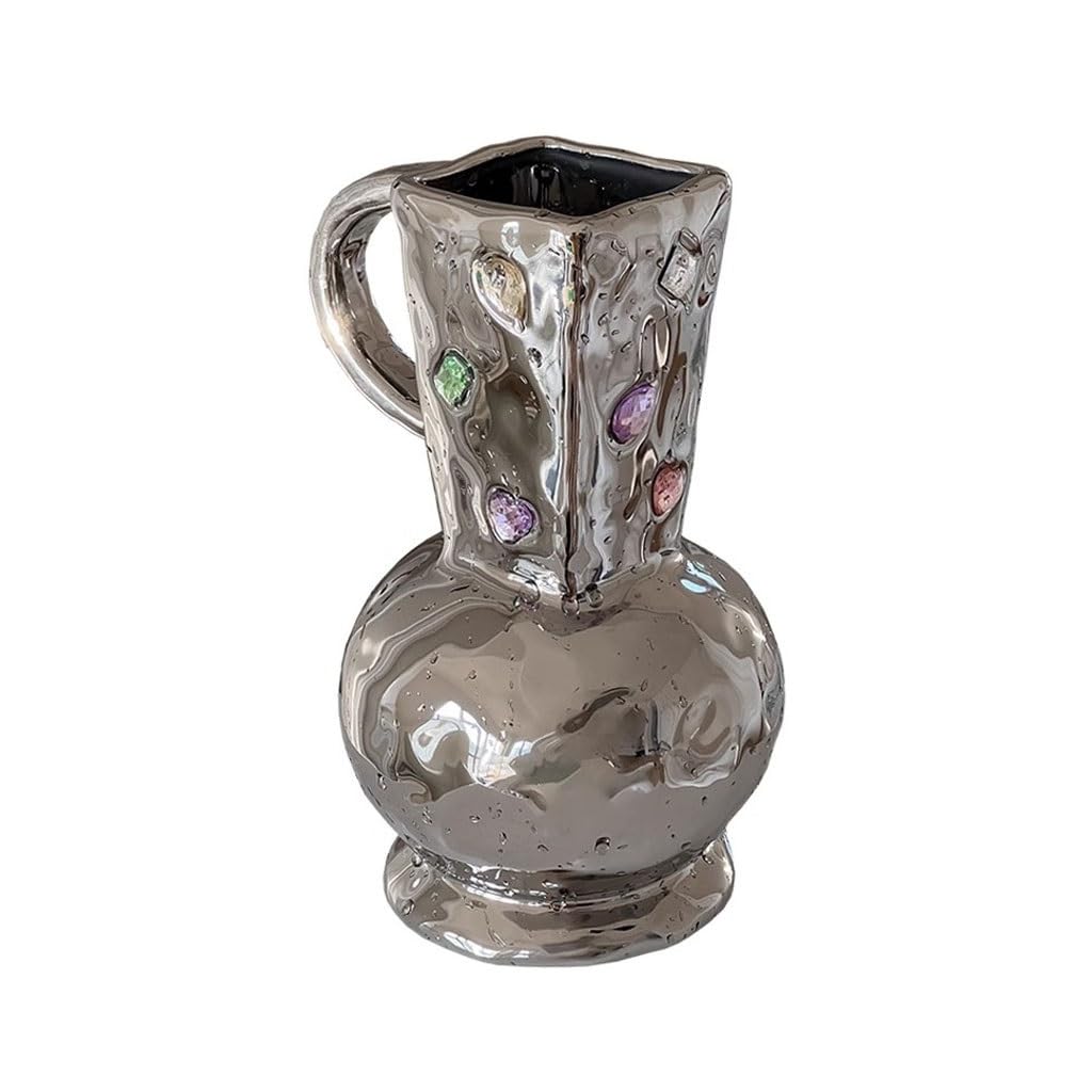Vases for Flowers Creative Electroplated Silver Ceramic Vase For Living Room, Home Hydroponic Flower Arrangement And Ornaments Flower Vases Decorative
