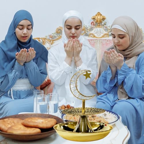 Serviteur à dessert en métal à double plateau pour art de la table raffiné