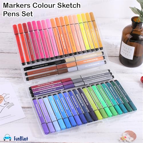 Image of FunBlast Washable Watercolor Pens Set - Colouring Kit Art Markers Colour Sketch Pens Set Kids Artists Sketching Drawing Materials Craft Supplies Return Gift (48 Watercolor Pen Set)