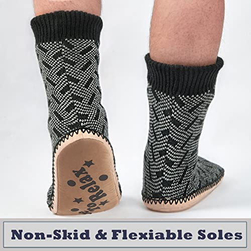 Cozylook Mens Slipper Socks Fleece Lined Non-Slip Soles, Winter Soft Thick Cozy Home Boots, Warm Fuzzy House Shoes Indoor #TOP2