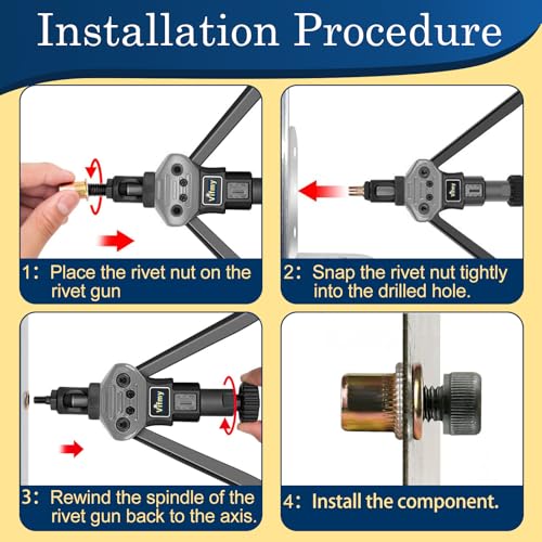 Image of 190Pcs M4 Rivet Nuts, Metric Zinc Plated Finish Carbon Steel Flat Head Threaded Insert Nutsert Kit