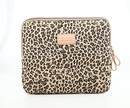 fdsmall 14 Zoll Laptoptasche, wasserdicht, Neopren, Laptophülle, Notebook-Hülle, Tasche für Acer/Asus/Dell/Lenovo/HP/Samsung (Leopardenbraun)