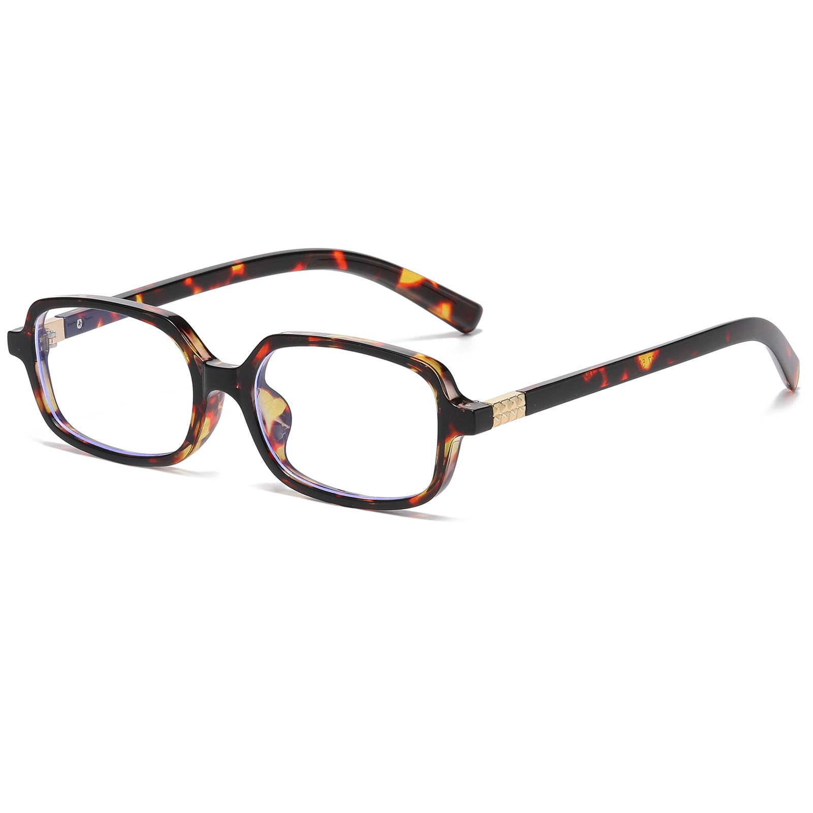 Breaksun Occhiali rettangolari retrò donna uomo occhiali quadrati piccoli blocco luce blu lenti vintage tartaruga marrone MM