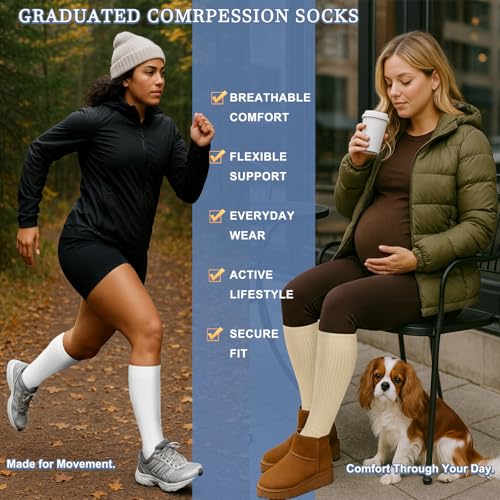 Image of Sooverki Compression Socks for Women and Men Circulation (3 /4 Pairs) is Best Support for Running Athletic Cycling Hiking