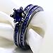 LOVERSRING Couple Ring Bridal Sets His Hers 10k Black Gold Filled Blue Cz Stainless Steel Wedding Ring Band Set