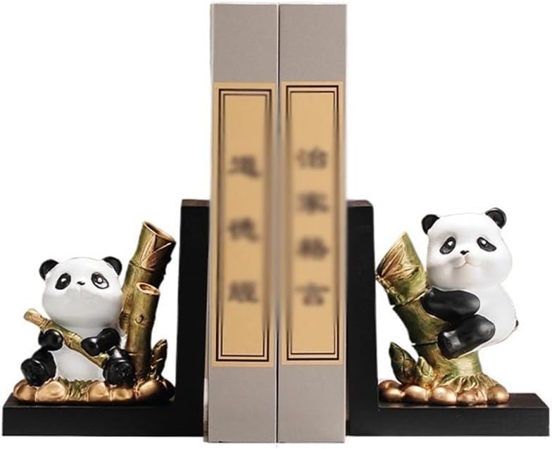 Bookend Support Panda Bookends Cute Animals Book Ends for Heavy Books, Statue Holders for Shelves or Office Desk Bookends