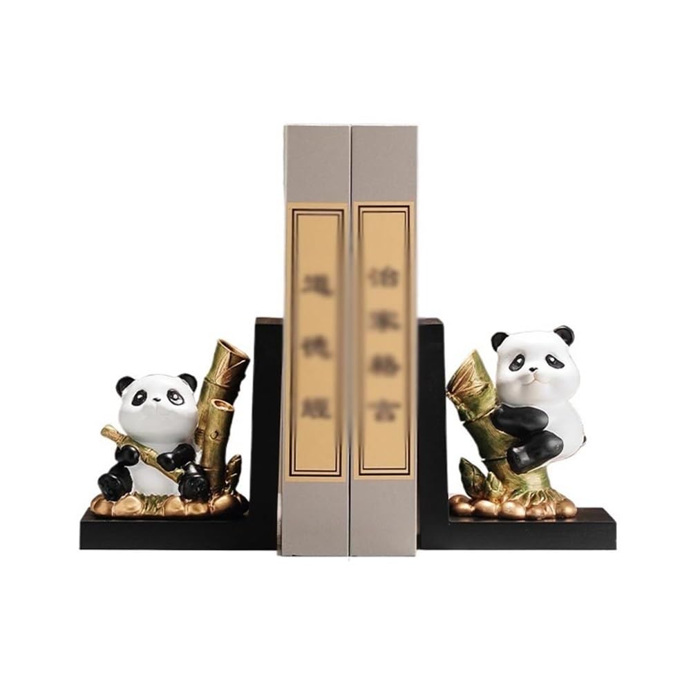 Book Organizer Panda Bookends Cute Animals Book Ends for Heavy Books, Statue Holders for Shelves or Office Desk Bookshelf Accessories