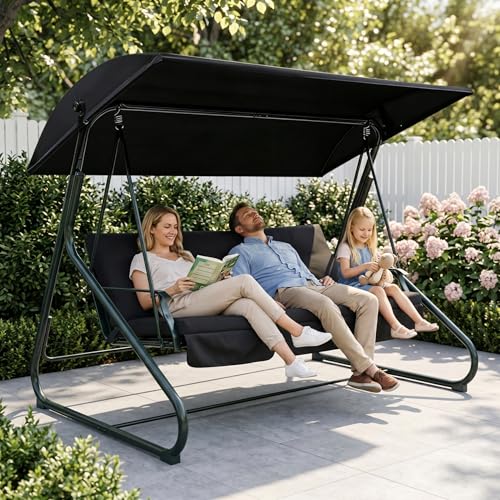 Toldo oscilante negro 600D impermeable de 76x48x8 pulgadas 5