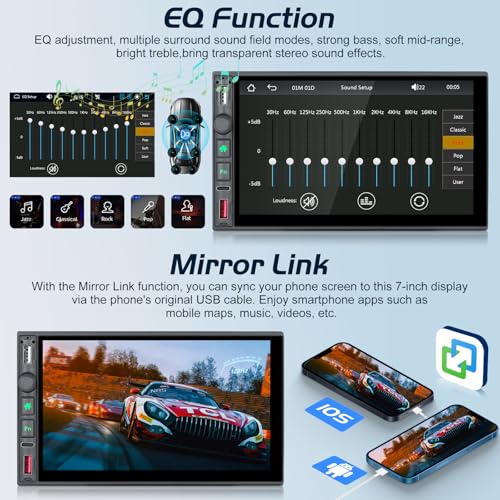 Radio para auto doble din con pantalla táctil 7 pulgadas miniatura 4