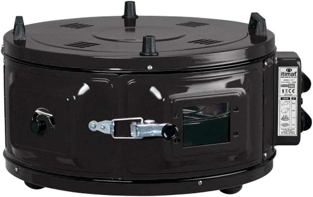 Mini forno rotondo per pizza, con termostato, smaltato, 1300 W, 40 litri,  50°-300 °C, colore: nero : Amazon.it: Casa e cucina