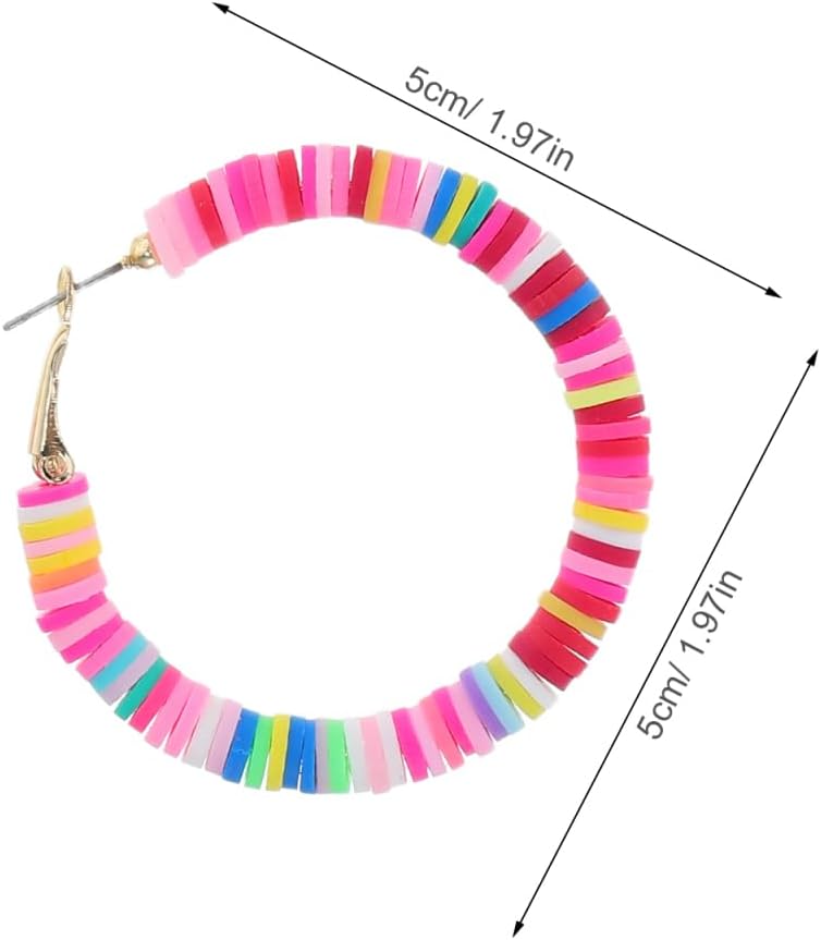 LIFKOME 6 Pairs Bohemian Colorful Soft Polymer Clay Hoop Earrings Lightweight Open Circle Jewelry for Women - Image 8