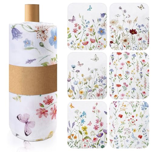 IANFEPH 36 Pcs Reusable Paper Towels Roll Paperless Cotton Cloth 9.8 X 11 Washable Kitchen Towel Absorbent Soft Flannel Reusable Hand Napkin for Home Bathroom Cleaning Household Dishcloth