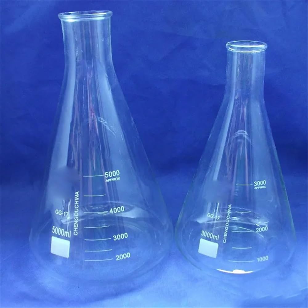 Cristalería de Laboratorio Matraz Erlenmeyer de vidrio de 3000 ml, matraz cónico de laboratorio, matraz triangular de vidrio de 3000 ml, GG17