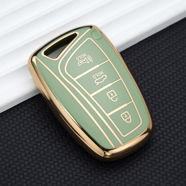 Cars - TPU Car Key Case Cover for Hyundais Grand FE 3 DM Ix45 Ix35 Genesiss DH Grandeur AZERAs HG Equus 2013-2016 Аccessories (4 Buttons Green)
