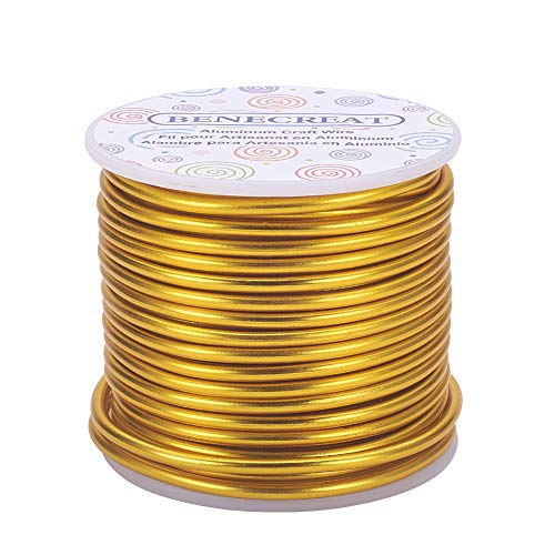 BENECREAT 9 Gauge Aluminum Wire, 55 Feet Jewelry Craft Wire, Gold