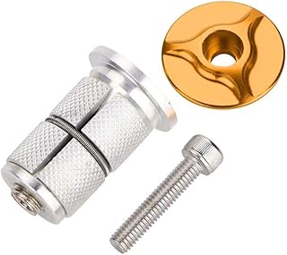 Bike Stem Headset Top Cap, Aluminum Alloy Bicycle Headset Top Cap Bike Fork Expander Bung(Gold)