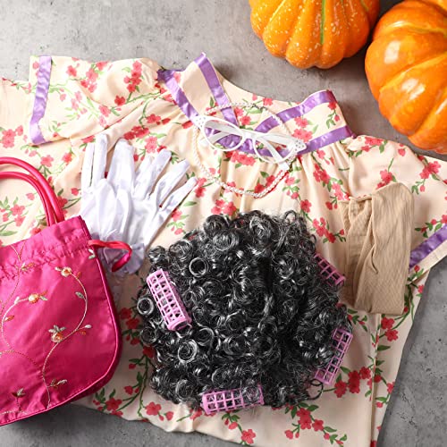 Seematn 15 Pcs Old Lady Costume Halloween Old Lady Accessories for Girls Kids Adults Party 100th Days of School (Kids,Large) - Thumbnail 4