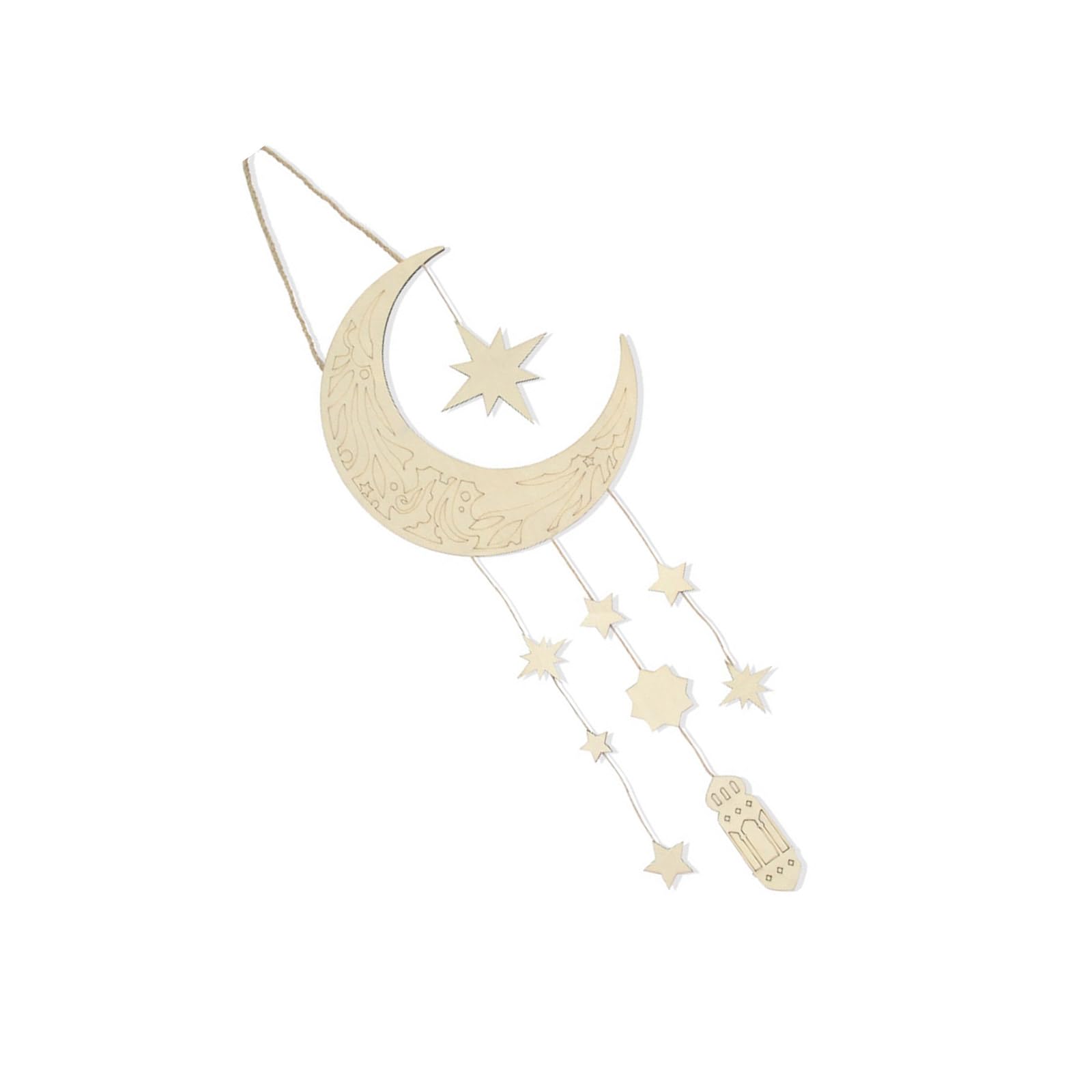 Tsophreniq Mosque Decoration Beautifully Crafted Wood and Star Pendant Hanging Ornament for Ramadans Celebration Eid Celebration Accessory