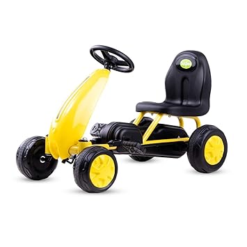 Baybee Kids Mini Kart Pedal Go Kart Racing Ride-On Toy Car for Baby with Curved Seat Baby Tricycle Kids Trike, Bicycle | Pedal Cars for Kids, Tricycle for Boys & Girls Age 0-2 Years (Yellow)