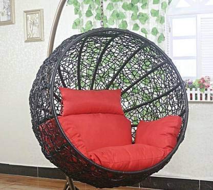 Airwing Single Seater Heavy Iron Hanging Egg Swing Lounge Chair with Tufted Soft Deep Cushion Backyard Relax for Indoor, Outdoor, Balcony, Deck, Patio, Home & Garden