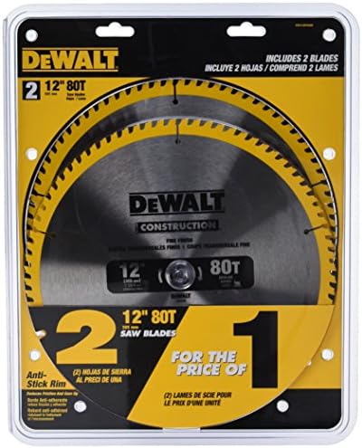 DEWALT 12-Inch Miter Saw Blade, 80-Tooth, 2-Pack (DW3128P5D80I) , Yellow