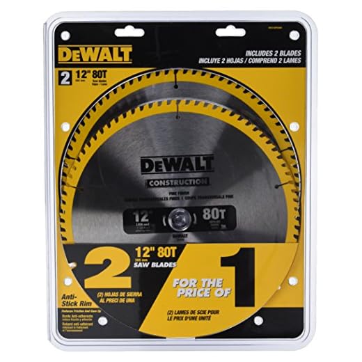 DEWALT Miter Saw Blade, 80 Tooth, 12 Inch, 2 Pack, Stainless Steel, Wedge Shoulder Design (DW3128P5D80I)