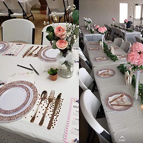 4 Pack - Plastic Tablecloths For Rectangle Tables,- Rose Gold Dot Confetti Party Table Cloths Disposable,Rectangular Table Covers, For Parties Thanksgiving Christmas Wedding, Anniversary,- 54" X 108" #TOP2