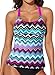 Aleumdr Womens Ladies Striped Zigzag Print Color Block Open Back Bandeau Blouson Push up Tankini Swim Bikini Top No Bottom Swimsuit Bathing Suit Swimwear Purple Plus Size XL 14 16