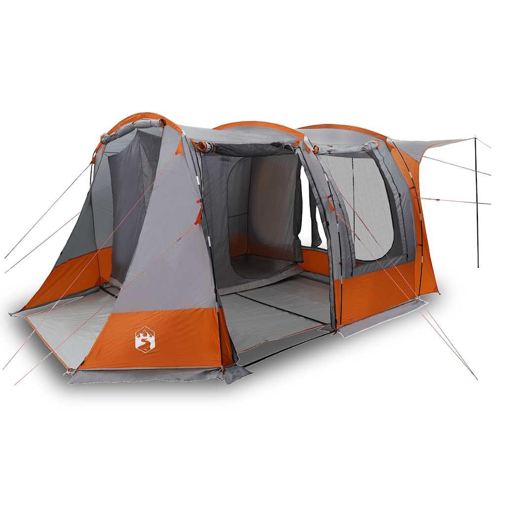 Tienda de campaña gris y naranja, impermeable, con revestimiento de poliuretano, para camping y festivales, fácil de instalar, resistente al viento, duradera y portátil