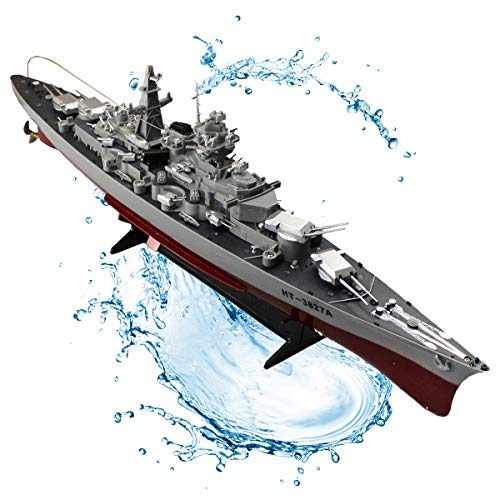 Preisvergleich Produktbild GODLV RC Ferngesteuertes Mini Kriegsschiff Flugzeugträger Schlachtschiff Schiff Komplett-Set Inkl Integr Akku Fernsteuerung Fahrgeschwindigkeit 6 Km / H Kinder Erwachsene
