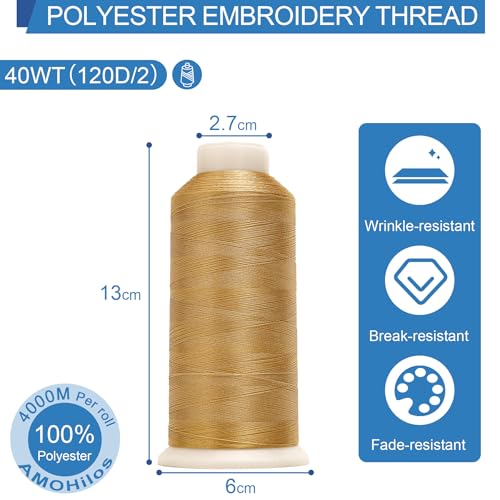 Image of High Tenacity Polyester Embroidery Machine Thread 40WT(120D /2) 4000M Per Spool for Commercial and Domestic Embroidery Machine (Linen-1673)