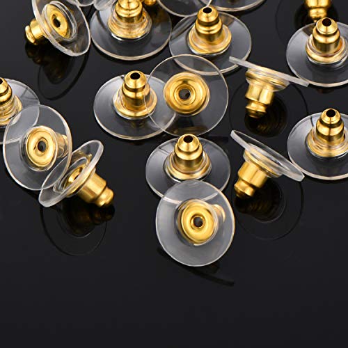 100 Pairs Bullet Clutch Earring Backs With Pad Earring Safety Backs (Gold) #TOP4