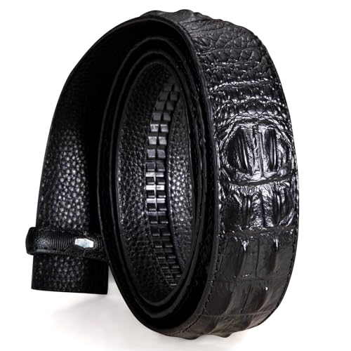 Image of Barry.Wang Mens Belts Leather Ratchet Automatic Buckle Slide Click 1 3 /8 inch Designer Dress Fashion Classic Casual Work Business