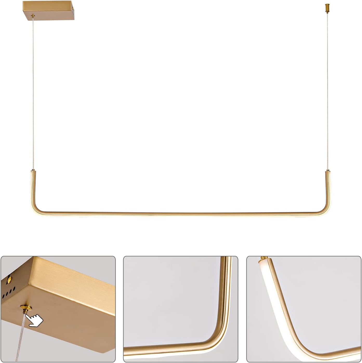 Modern Light,Dimmable Led Linear Lights, Lighting for Kitchen Island Bedroom Living Room Dining Room, Sand Nickel/Brass/2 Lights