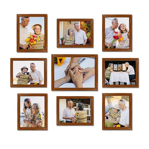 Image of Art Street Modern Wall Collage Photo Frame, Individual Picture Frame Set For Living Room, Decorative Wall Hanging Home Decor-Set Of 9 (6x8, 8x10 Inch, Brown)