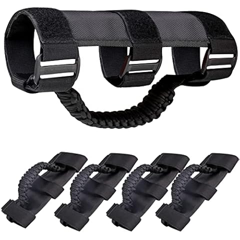 moveland Upgrade Grab Handle Compatible with Jeep Wrangler TJ YJ JK, 4 Pack Deluxe RollBar Grab Handles Easy-to-fit for 1987-2020 Models (Black) Cover