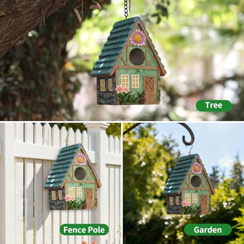 image for MINWOLF Bird Houses for Outside Cottage-Style Hanging Birdhouse with F