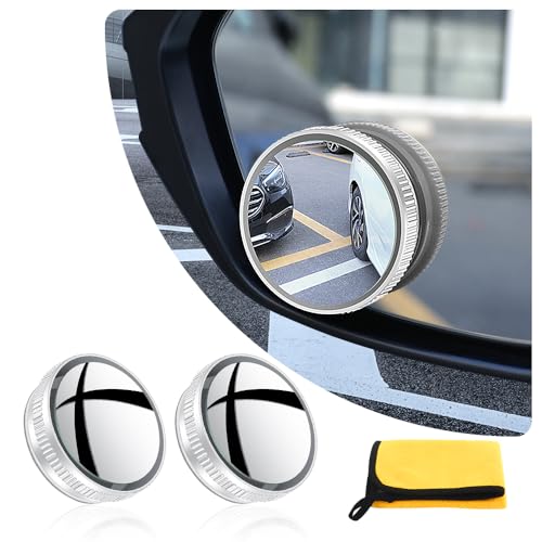 2PCS Suction Cup Car Convex Blind Spot Mirror,360°Adjustable Side Mirror Blindspot Used in Car Mirror,Universal HD Fish Eye Mirror Car Mirror Accessories Fit for Cars SUVs Trucks (White)