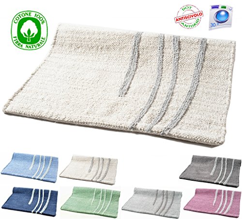 Tappeto Cotone Lavabile Wave Bagno Cucina Antiscivolo 50x80 60x120 Cinigliato Vari Colori Lavabile In Lavatrice 30 Beige 60 X 120 Cm